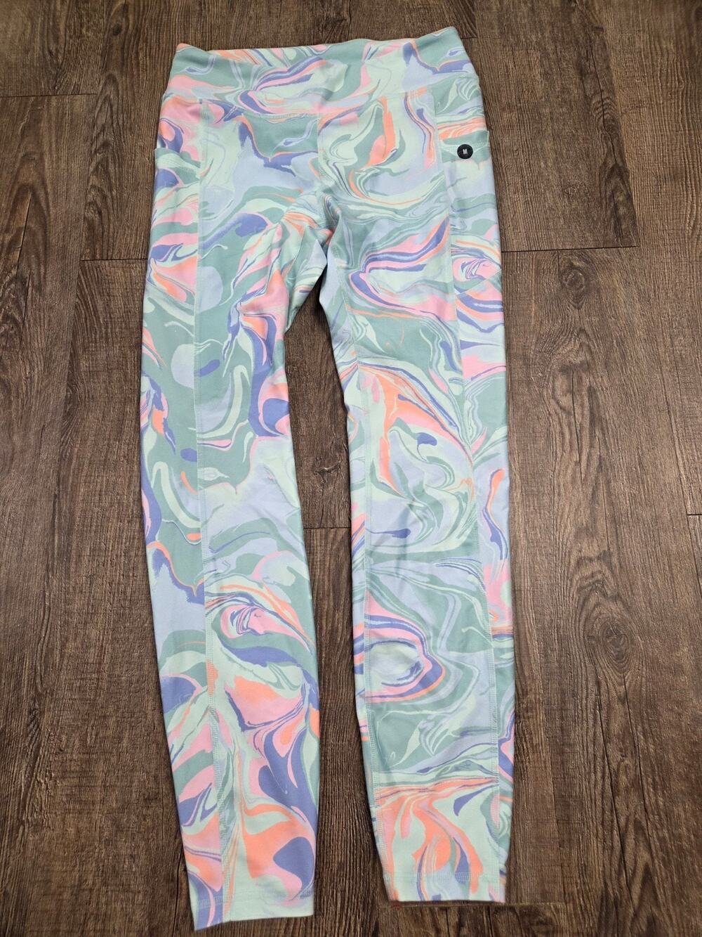 Gilly Hicks NWT Go Co-Ord Full Length Leggings In Blue Marble Size Medium